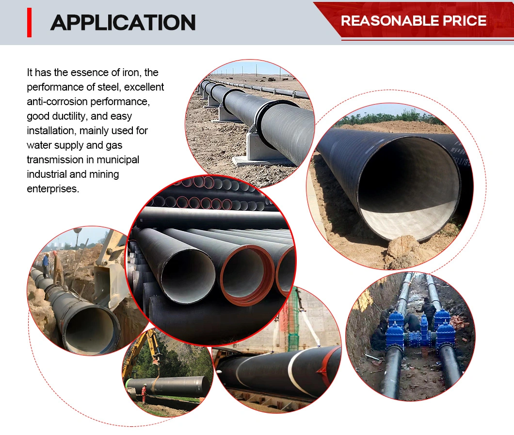 ISO2531 En545 En598 Ductile Iron Round Pipes DN400 Drink Water Supply Pipelines Ductile Pipe